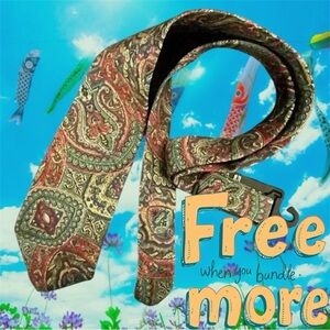 Free 💎Men’s  London Fog Silk Tie Necktie Green Gold Taupe